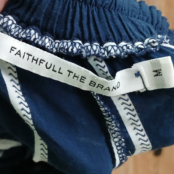 Faithfull the Brand Bittersweet Boho Pants Navy Blue & White Stripe Size Medium - Picture 4 of 7